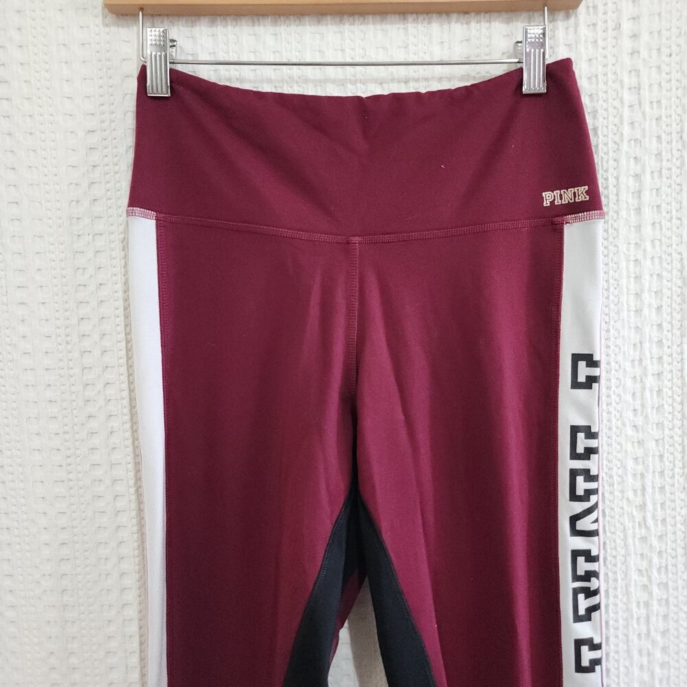 PINK Victoria's Secret Ultimate Maroon Logo Leggings Size Medium - Picture 8 of 12